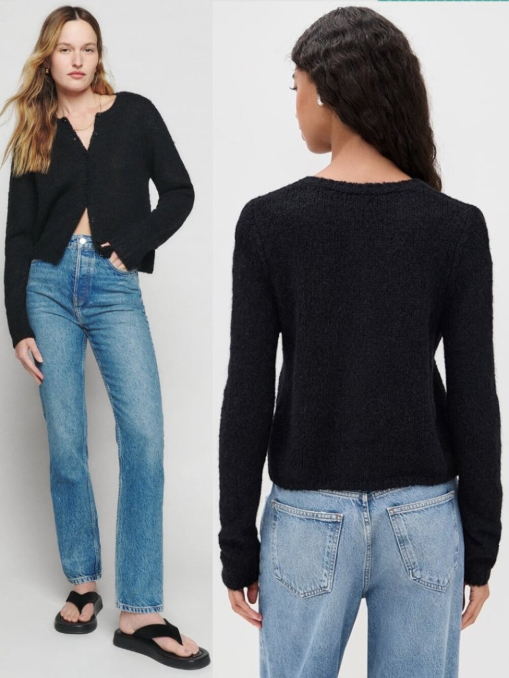 Reformation Baby Alpaca Merino Wool Knit Clara Crewneck Cardigan